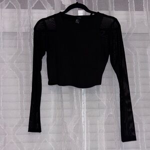 Forever 21 Black Mesh Sleeve Crop Top
